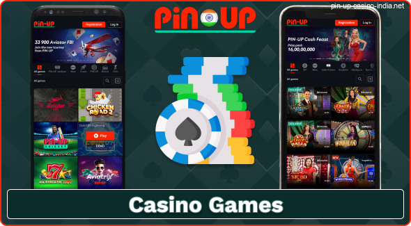 Casino lobby in the Pin-Up IN app
